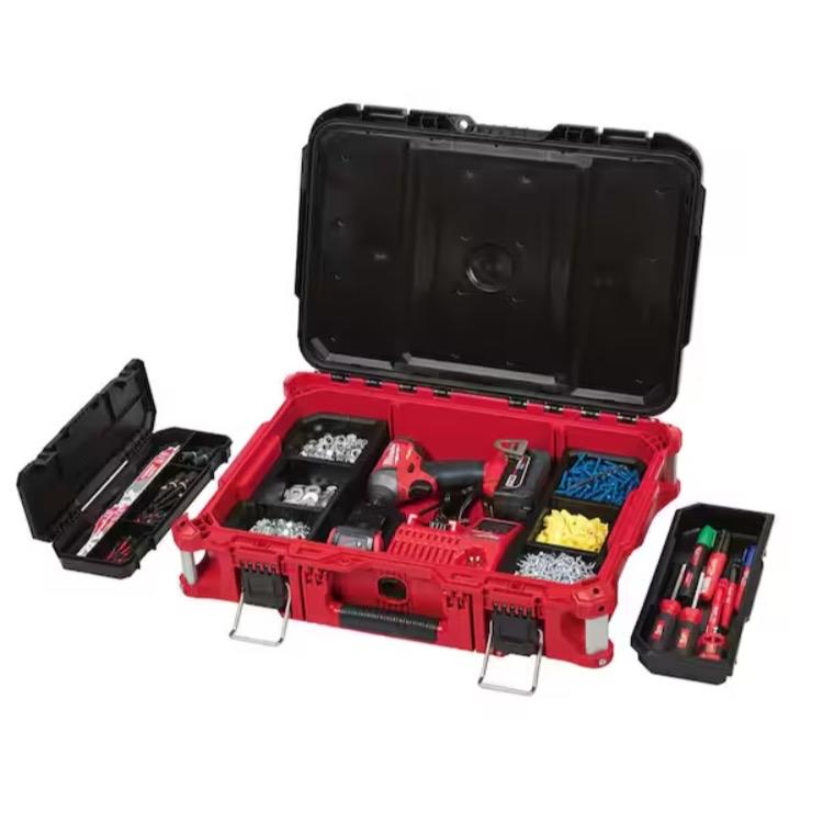 Milwaukee PACKOUT 22 in. Medium Red Tool Box with 75 lbs. Weight Capacity - Heavy Duty Storage Organizer