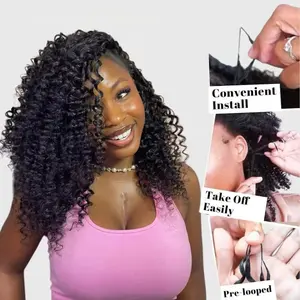 [New In] Crochet Hair Human Hair Curly Feather Crochet Bundles For Miracle Knots Boho Braids Kinky Curly Hair Pre-Separated 50g/Pack 4 to 5 Bundles Recommended for a Full Head Mylockme Hair