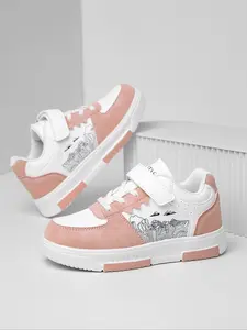 Kids' Cute Patchwork Sporty Low Top Sneakers with Magic Tape Design, Easy Slip-On Comfortable Casual Shoes for School & Outdoor Activities, Casual Athletic Footwear