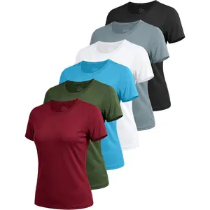 6 Pack Workout Tops for Women Short Sleeve UPF Sun Protection Athletic T Shirts Quick Dry Tennis Yoga Running Crew Neck TeeGift