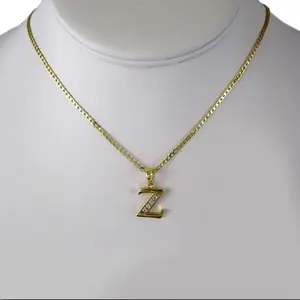 Cuban Chain - Thin Design with 14k Gold Plated Letter Z Pendant