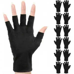 6 Pairs Cotton Gloves for Dry Hands Sleeping, Fingerless Sleep Gloves for Moisturizing and Comfort