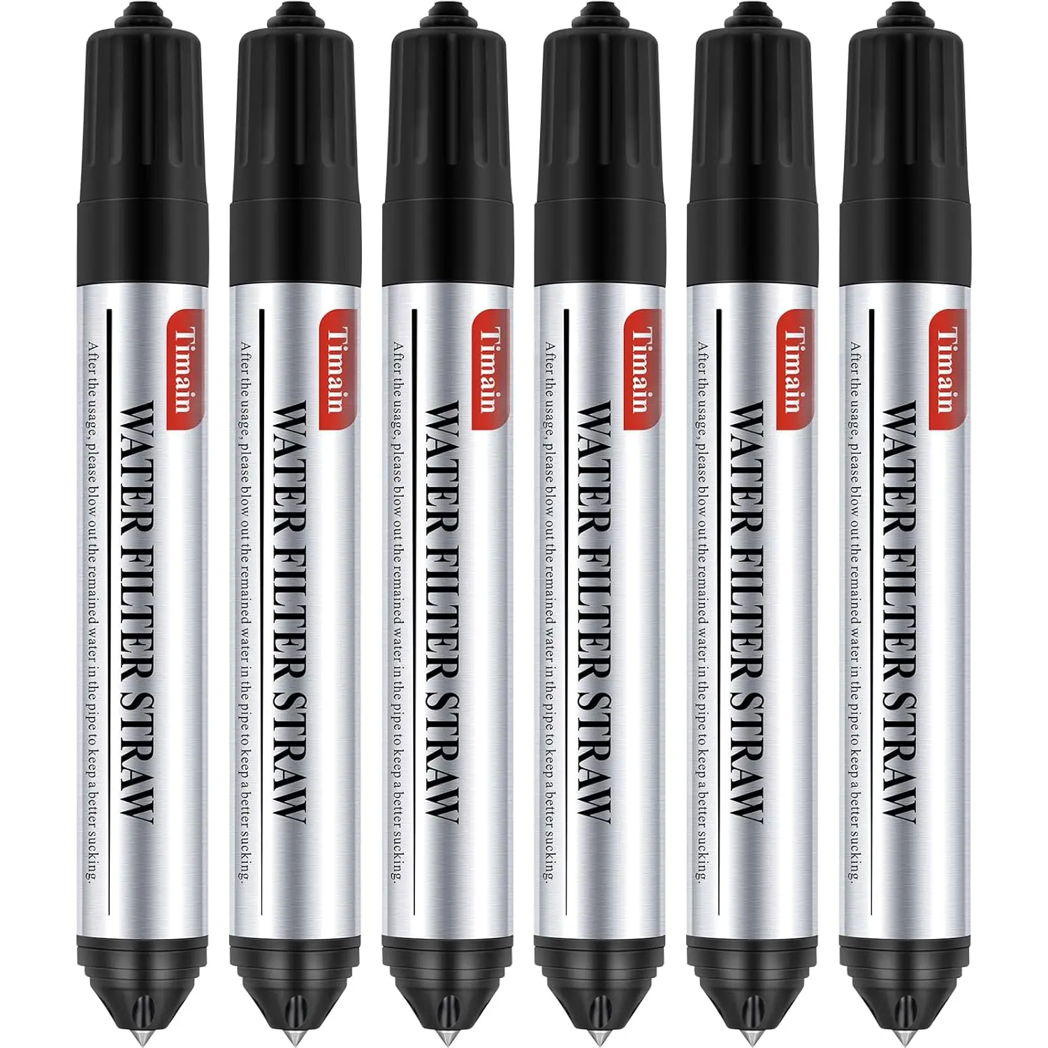 6-Pack Compact Ultra-Compact Pocket-Sized Manual Portable Lightweight Water Filter Straws, Sturdy Eco-Friendly Disinfection Filtration System for Outdoor Camping, Travel