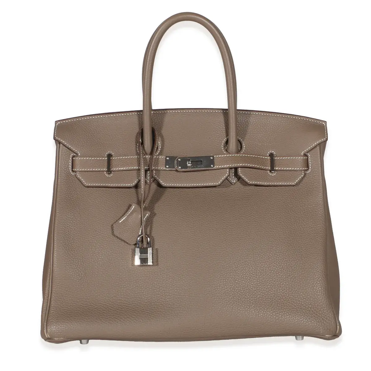 Pre-owned HERMÈS Leather Shoulder Bags NY156812 Hermes Etoupe Togo Birkin 35 Phw