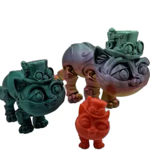 Steampunk Cat/Flexible Cat Figure/3 Sizes/Multiple Colors/Decoration
