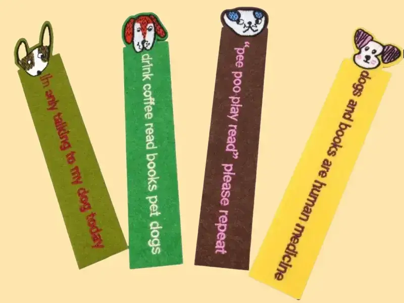 Needle Felt Dog Bookmark 1.25" x 6.5" Funny Quote Book Lover Dog Lover Gift