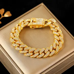 Mens Womens Fashion Cuban Chain Bracelet Punk Hip Hop Wrist Chain Party Gift 8 Inch Trendy Fashionable Accessories Trendy Jewellery Accessories Punk Style Jewelry