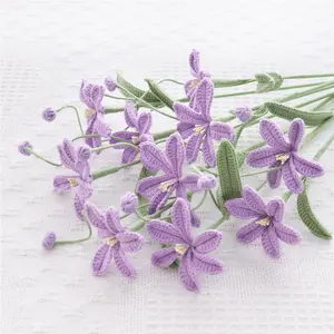 Crochet Martian Orchid Flower, Handmade Knitting Flower with Buds, Decorative Flower for Home Party Wedding Anniversary Festival, Fruit