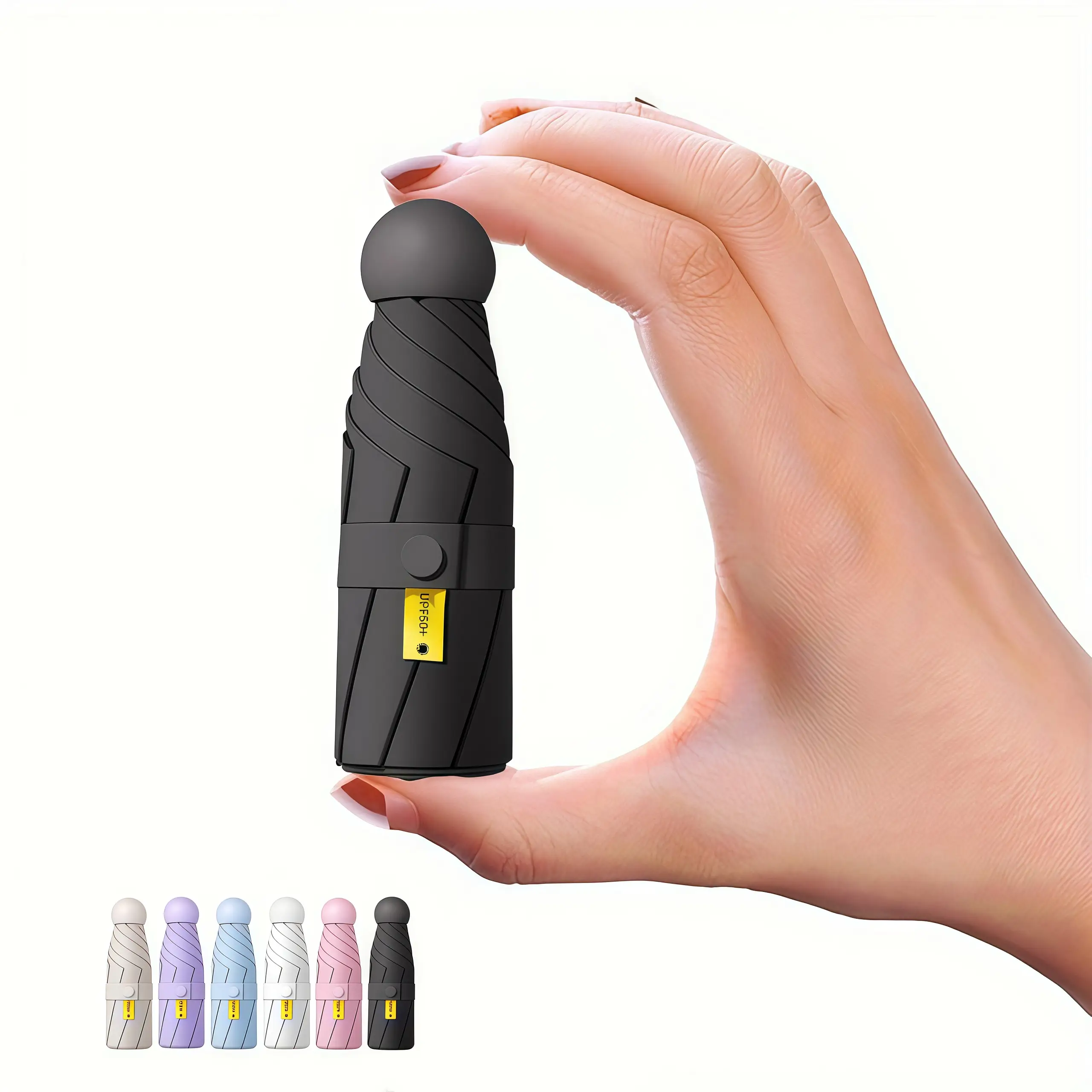 Mini portable pocket umbrella, optional shoulder strap for easy carrying, lightweight folding, UV protection, unisex design, perfect for travel and ou