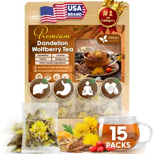Liver and Kidney Cleanse Tea - a Natural Hand-picked dandelion, cassia, wolfberry, licorice, gardenia, chrysanthemum Organic Herbs, Edible corn fiber tea bags, Beverage Natural
