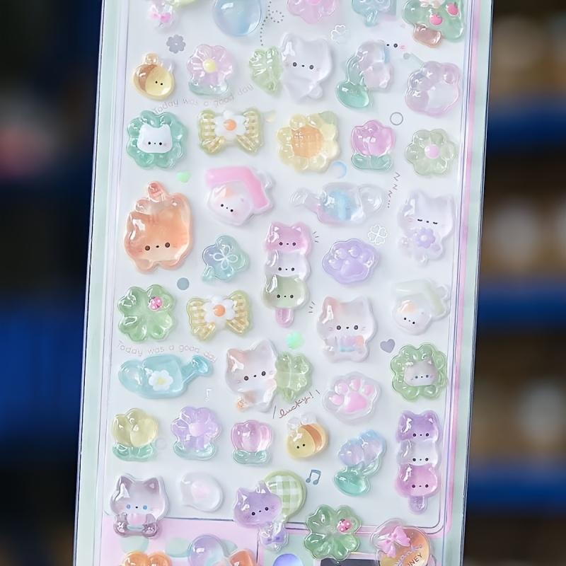 4 Sheets 3D Cartoon Animal Rabbit Candy Stickers, High-Quality Decals for Scrapbook DIY Crafts Notebook Phone Decoration