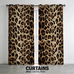 Leopard Print Curtains 2 Panels, 80%-90% Light Blocking Blackout Curtains, Leopard Pattern Printed Curtains, Privacy Protection Decorative Curtains, Suitable for Bedroom, Dorm and Living Room Decoration