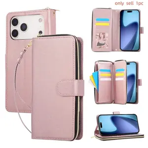Zipper Crossbody Wallet Leather Case for iPhone 17 Pro Max 17 Pro 17 Air 17 16 Pro Max 16 Pro 16 Plus Cover Accessories Multi-Functional Bag