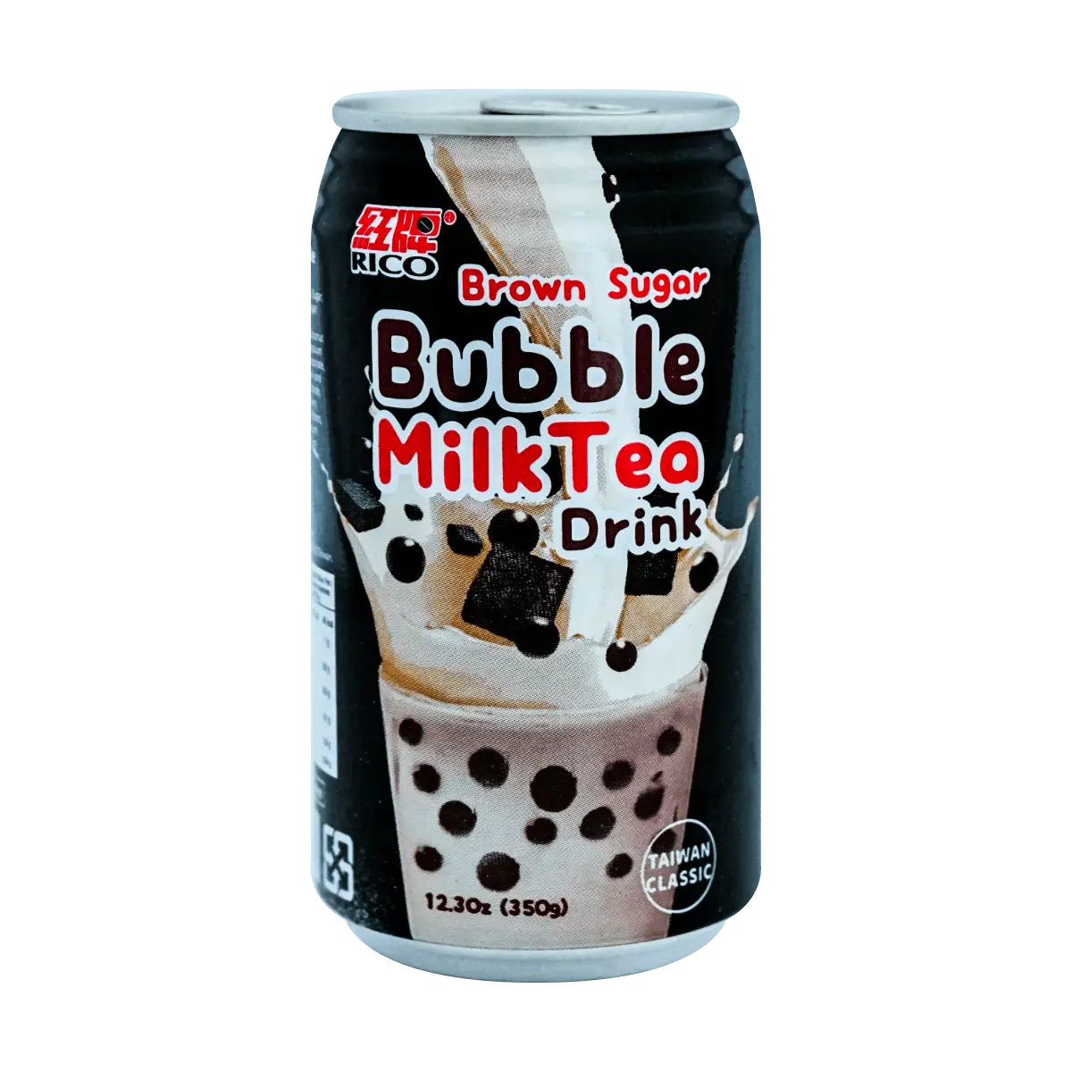 RICO Taiwan Brown Sugar Boba Milk Tea 350ml - Authentic Bubble Tea Drink, Ready-to-Drink, Classic Sweet Flavor