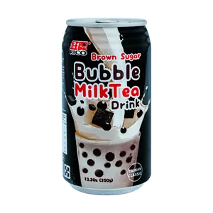 RICO Taiwan Brown Sugar Boba Milk Tea 350ml - Authentic Bubble Tea Drink, Ready-to-Drink, Classic Sweet Flavor