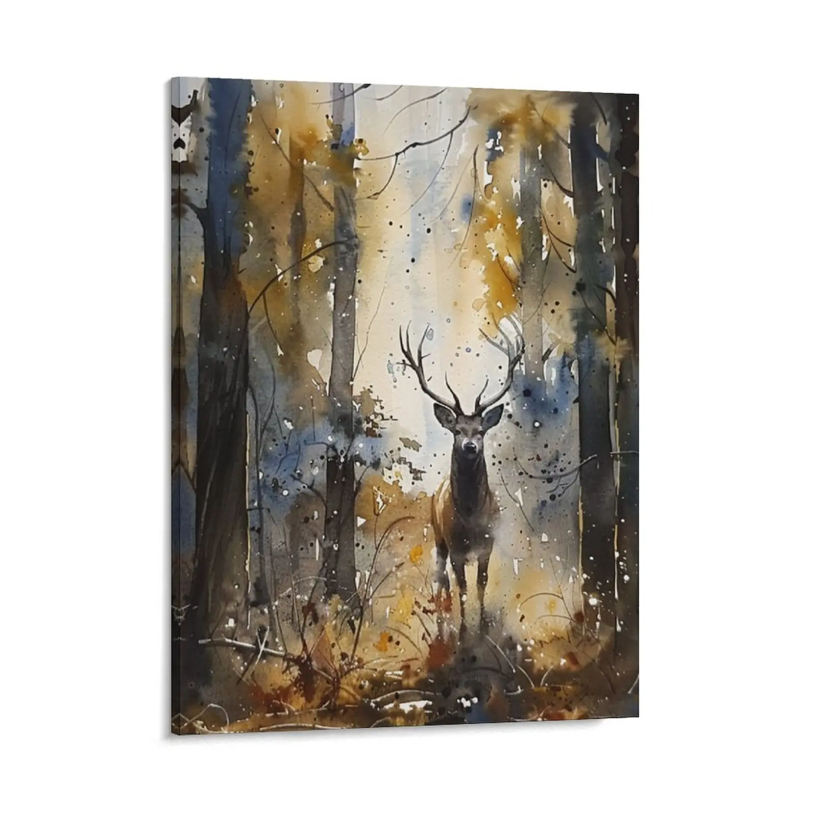 Wildlife Sika Deer Posters Wall Art Prints Autumn Forest Jungle Canvas Home Decor for Family and Office Use Water Proof Gift