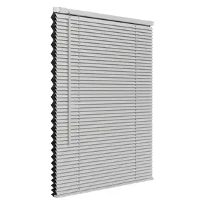 LazBlinds No Tools No Drill Cordless 1" Vinyl Mini Blinds 100 Blackout Grey 34 1/2 W x 64 H Room Darkening Privacy Indoor Window Blinds Shades