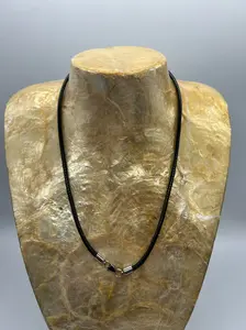 Trendy Black Serpentine Leather Cord Necklace 18 inch