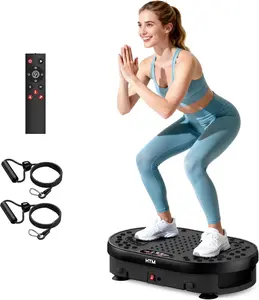 HTM Slim Compact At-Home Gym Vibration Plate Exercise Machine with Lymphatic Drainage, 9 Programs, 120 Resistance Levels for Whole Body Workouts; Vibration Plates Equipment, At Home Gym Equipment