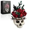 Supreowls Gothic Skull Rose Building Set, Botanical Collection Kit for Adult Women, Gift for Mother’s Day for Her/Girlfriend/Mom/Wife/Couple, Goth Horror Skeleton Pot Home Table Decor Aesthetic