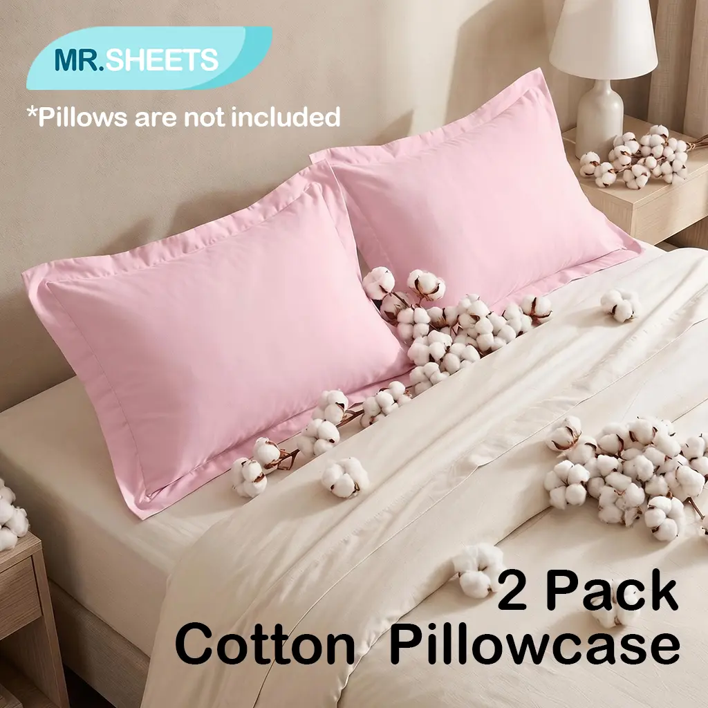 NTBAY 2‑Piece 100% Cotton Pillowcases, Breathable Soft Envelope，Closure Pillow Covers, Fade‑Resistant & Easy‑Care Bedding for Daily Use