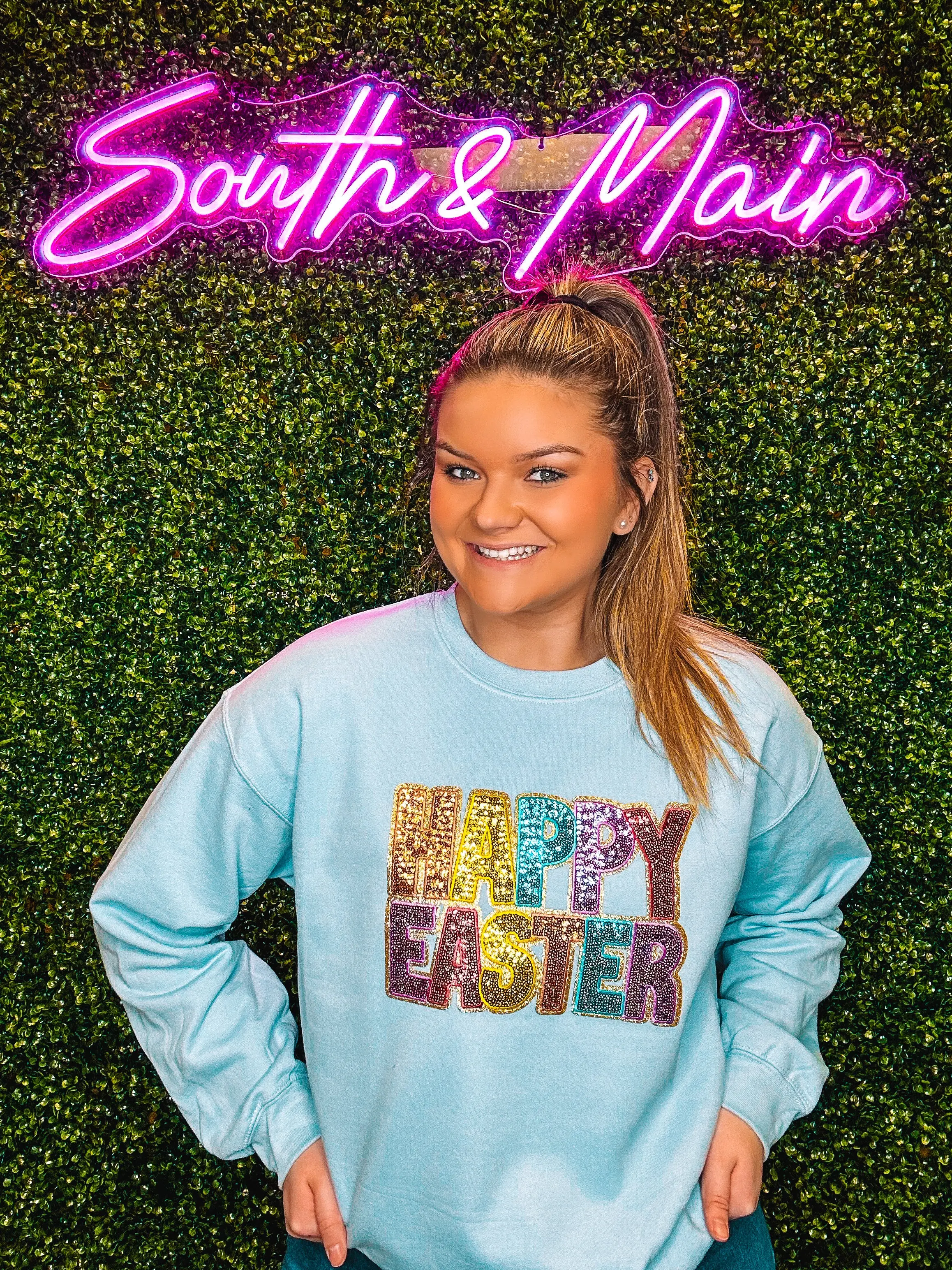 HAPPY EASTER Sequin Sweatshirt Bunny HAPPY EASTER Sequin Sweatshirt Bunny