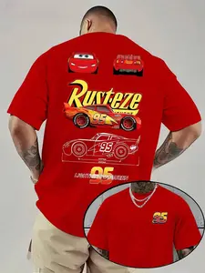 Cartoon Lightning 95 Racing Graphic T-Shirt Gildan Unisex Tee – Retro Car Collage Shirt, Vintage McQueen Racing Streetwear, Funny Car Lover Gift, Casual Cotton Tee for Men Women