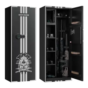 4 Gun Safe Cabinet for Rifles and Pistols, Long Gun Storage with Quick Access Rifle Safe, 3 Ammo Slots and 2 Adjustable Racks, Large Digital Safe Cabinet Featuring Key and Password Lock, Sturdy Steel Firearm Security Storage