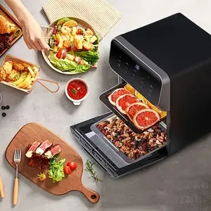10L air fryer oven combination, large air fryer, multi-function convection oven, 1350w smart visual air fryer, no fryer, with 10 presets, adjustable time and temperature, LED touch screen, Thanksgiving Christmas gift