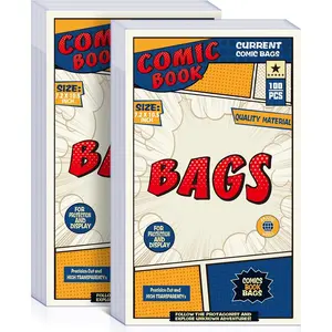 200 Count Comic Book Bags, Current Size Comic Bags 7.2 X 10.5 inch Transparent Acid-Free and  Comic Book Sleeves for Regular Comics