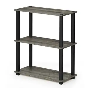 TURN-S-TUBE Storage Shelves, 3-Tier Book Shelf, Corner Shelf, Toolless Open Shelves, for Organization and Storage, Living Room, Garage, Home Office, French Oak