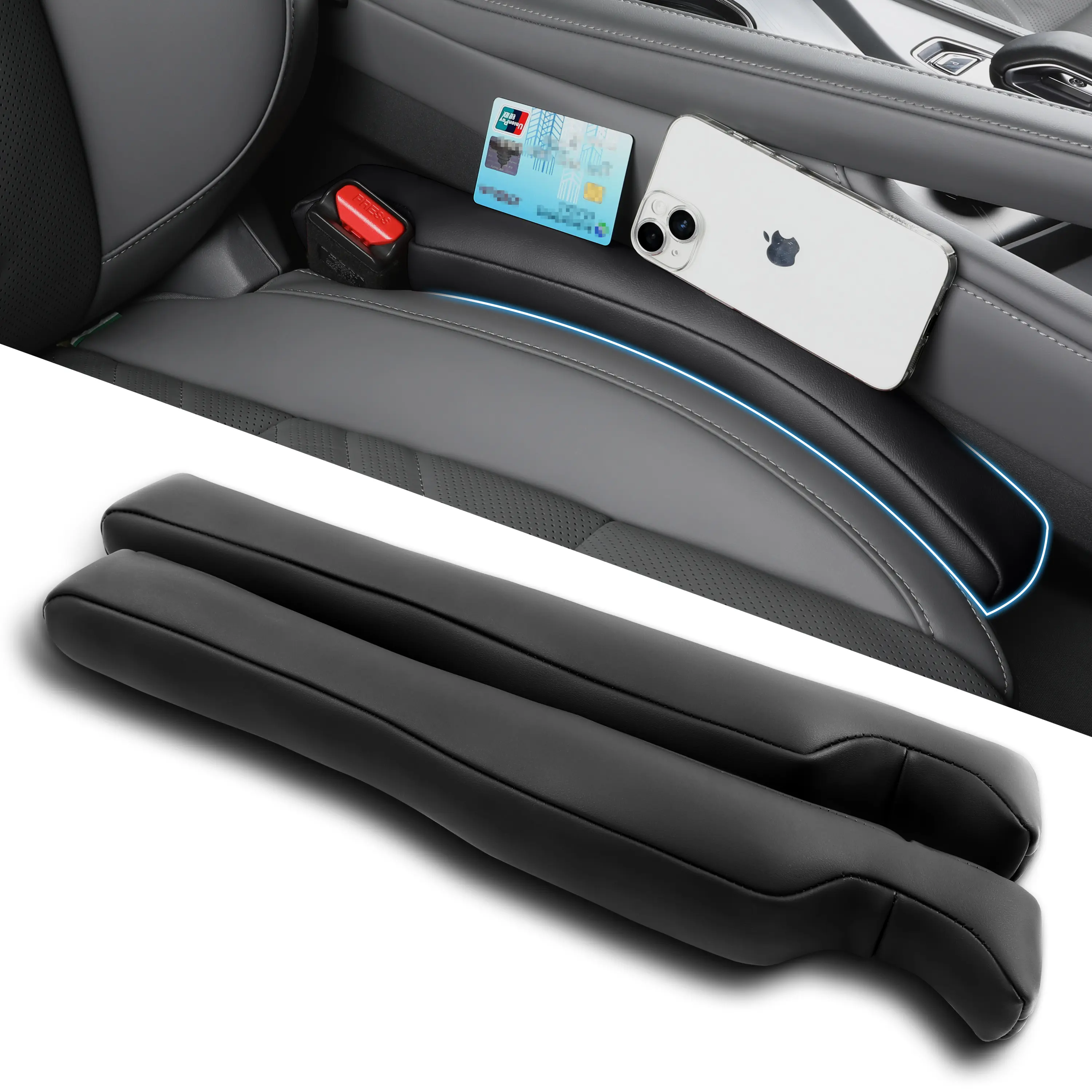 Car Seat Gap Filler 2 Pack, Faux Leather Strip/Plug Console Blockers for Cars, Trucks, SUVs, Adjustable Width 1.4–2.4 Inch, Universal Fit Prevents Items Falling Between Seats Car Accessories Car Essentials