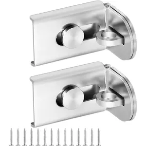 Sliding Door Lock, 90 Degree Door Hasp Latch Lock, Stainless Steel  Right Angle Padlock with Screws for Push/Sliding/Barn Doors (2PC, )