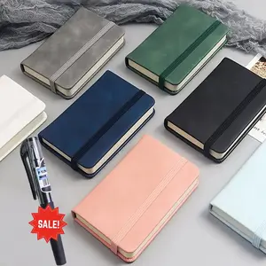 Mini Pocket Notebook A7 - Soft Leather Cover, 100 Sheets Thick Paper, Ink-Proof, Elastic Band, Small Portable Journal for Notes, Work, Daily Memo, School and Office Supplies, Student Essentials, Stationery Supplies(Give a pen as a gift.)