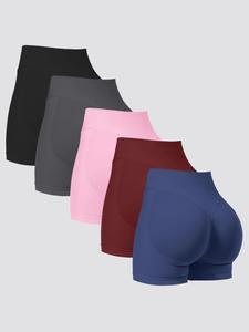 women's solid color high waist seamless sports shorts, high stretch breathable comfortable skinny athletic shorts, ladies sportswear for indoor outdoor wear, gym clothes,  gym shorts