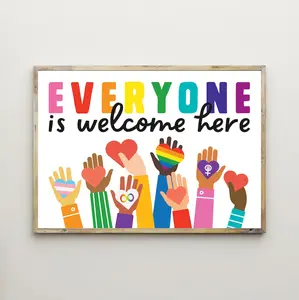Equality Poster, Classroom Decor, Teacher, Diversity, Printable Wall Art, Racism, Girl Power, Inclusion, Poster, Kids, Gay, Everyone Is Welcome Here