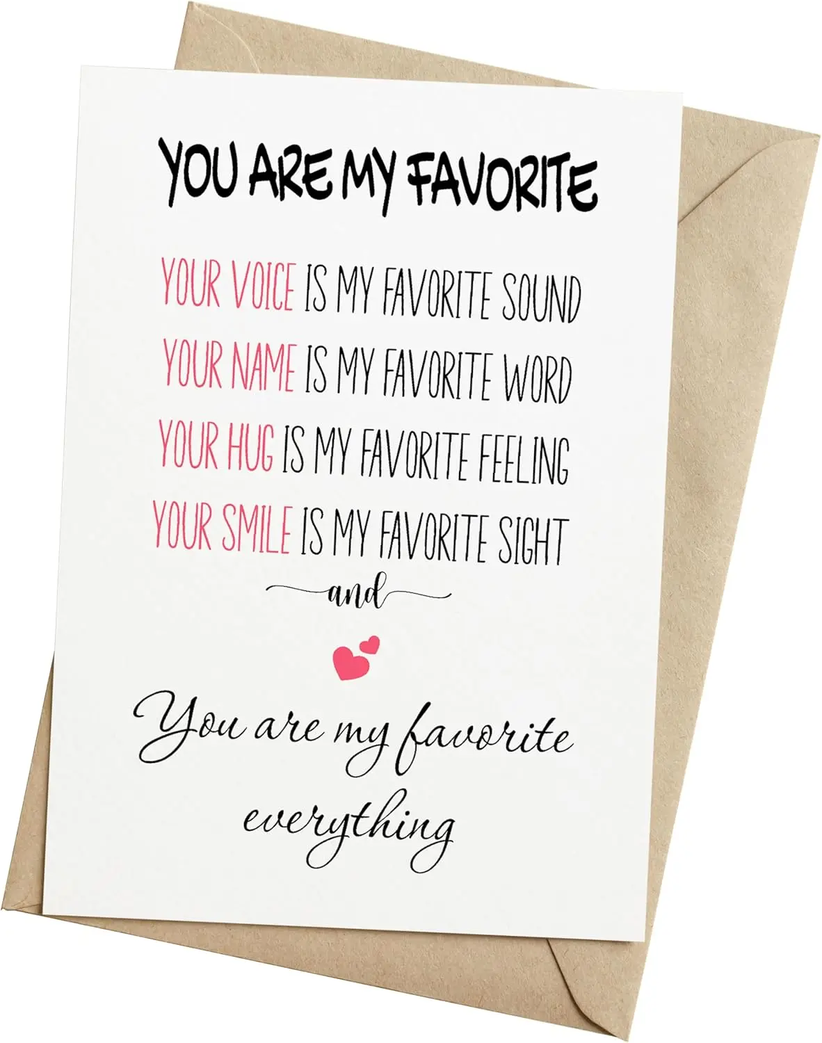Valentines Day Card for Him, Her – Romantic Greeting Card for Husband, Wife, Boyfriend, Girlfriend – 5x7 Folded Anniversary Card with Envelope & Sticker – Blank Inside, Sweet Love Quote on Front