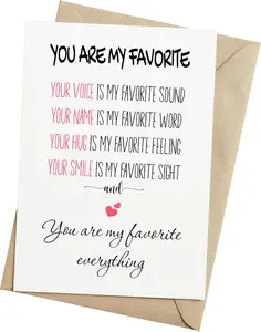 Valentines Day Card for Him, Her – Romantic Greeting Card for Husband, Wife, Boyfriend, Girlfriend – 5x7 Folded Anniversary Card with Envelope & Sticker – Blank Inside, Sweet Love Quote on Front