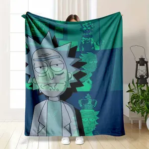 Rick Mad Scientist Sci-Fi Laboratory Fan Gift Lightweight Summer AC Blanket Futuristic Green Lab Art Thin Breathable Flannel Throw for AC Room Soft Cozy Sofa Bed Travel Decor Gift Use summerwins
