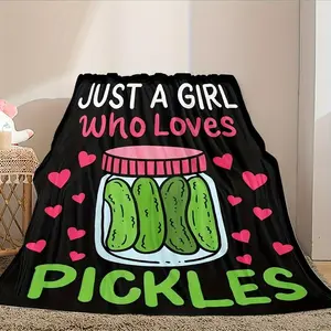 Festive Jelly Pickle Printed Fleece Blanket  This Super Soft Flannel Blanket is The Perfect Gift for Christmas and lovers Soft Warm Cozy Throw for Bed Sofa Nap Travel, Cute Home Decor
