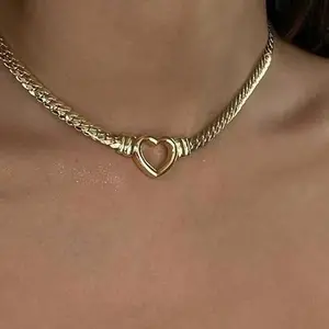 DearYou Studio B Cuban Link Heart Chain, Woven Stainless Steel Adjustable Unisex Braided Jewelry