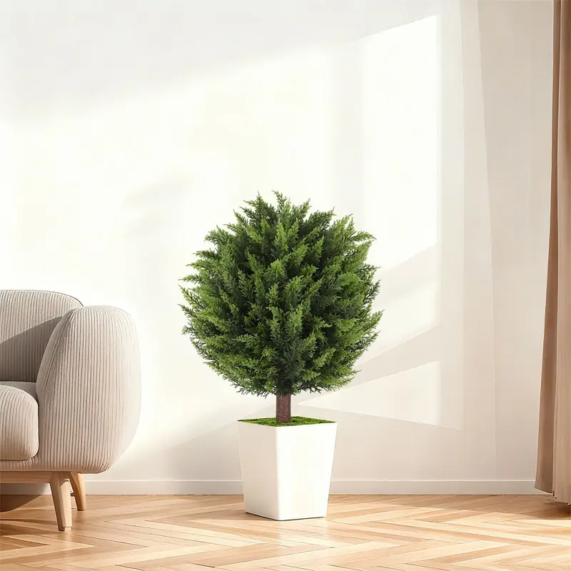 Spring and summer artificial cypress leaf pine tree planting for indoor and outdoor garden landscaping, UV-resistant simulated plants for home and garden decoration, Artificial Ficus Tree