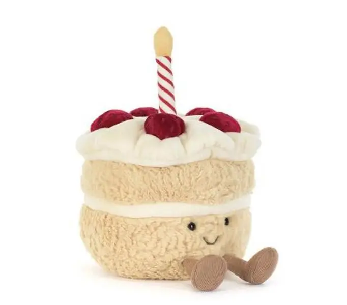 Jellycat Amuseables Birthday Cake Teddy Bear – Soft Rainbow Cake Plush Toy, Funny Cute Birthday Gift for Kids, Girls & Collectors