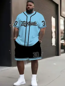 Men's Summer New Arrival Los Angeles Style Set, Loose Fit Large Size Short Sleeve Shorts Two Piece Set, Streetwear Sporty Trendy