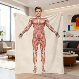 Neasow Funny Human Anatomy Throw Blanket, Muscle Flannel Fleece Blanket, Super Soft Warm for Couch Dorm Sofa Room, Gag Gift for Adults, 50×60 inch