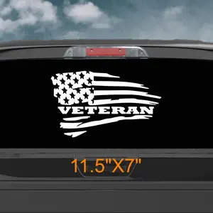 Veteran tattered American flag decal, military vinyl decal for cars, trucks, and more, honoring our veterans perfect for military families