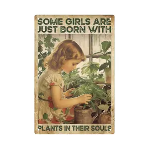Charming Vintage Metal Sign for Garden Enthusiasts Perfect Wall Art Decor for Home Yard or Outdoor Spaces Featuring Inspirational Quote in Rustic Green and Pink Tones