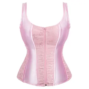 Parlsdy Gothic Lace Corset Top for Women – Plus Size Bustier Zipper Vest Sexy Halloween Outfit Shapewear Body Suit Gothic Party Costume 2928