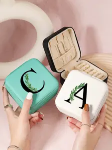 Initials Letter Pattern Jewelry Storage Box, Travel Jewelry Organizer, Compact Lightweight Durable Jewelry Organizer for Home and Travel