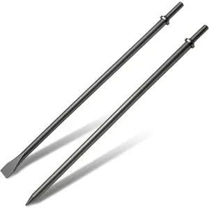 2 Pack 18" Air Hammer Bits Attachments, 0.401 Inch Shank Chisel Bit Set, Durable Cr-Mo Alloy Steel Punch Tool for Pneumatic Air Hammer